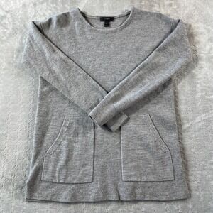 J Crew Tunic Sweater Womens XS Gray Merino Wool Pockets Preppy Casual Fall